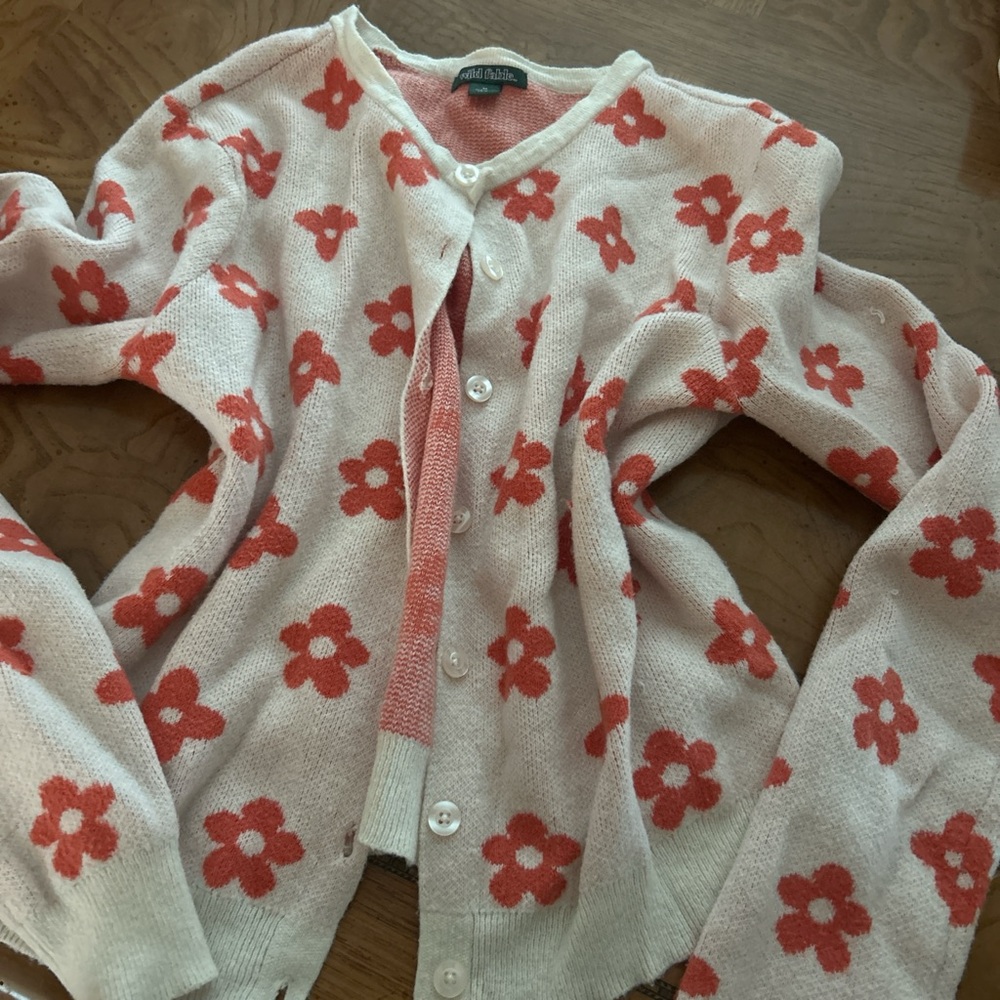 Wild Fable Floral Cardigan - White and Red